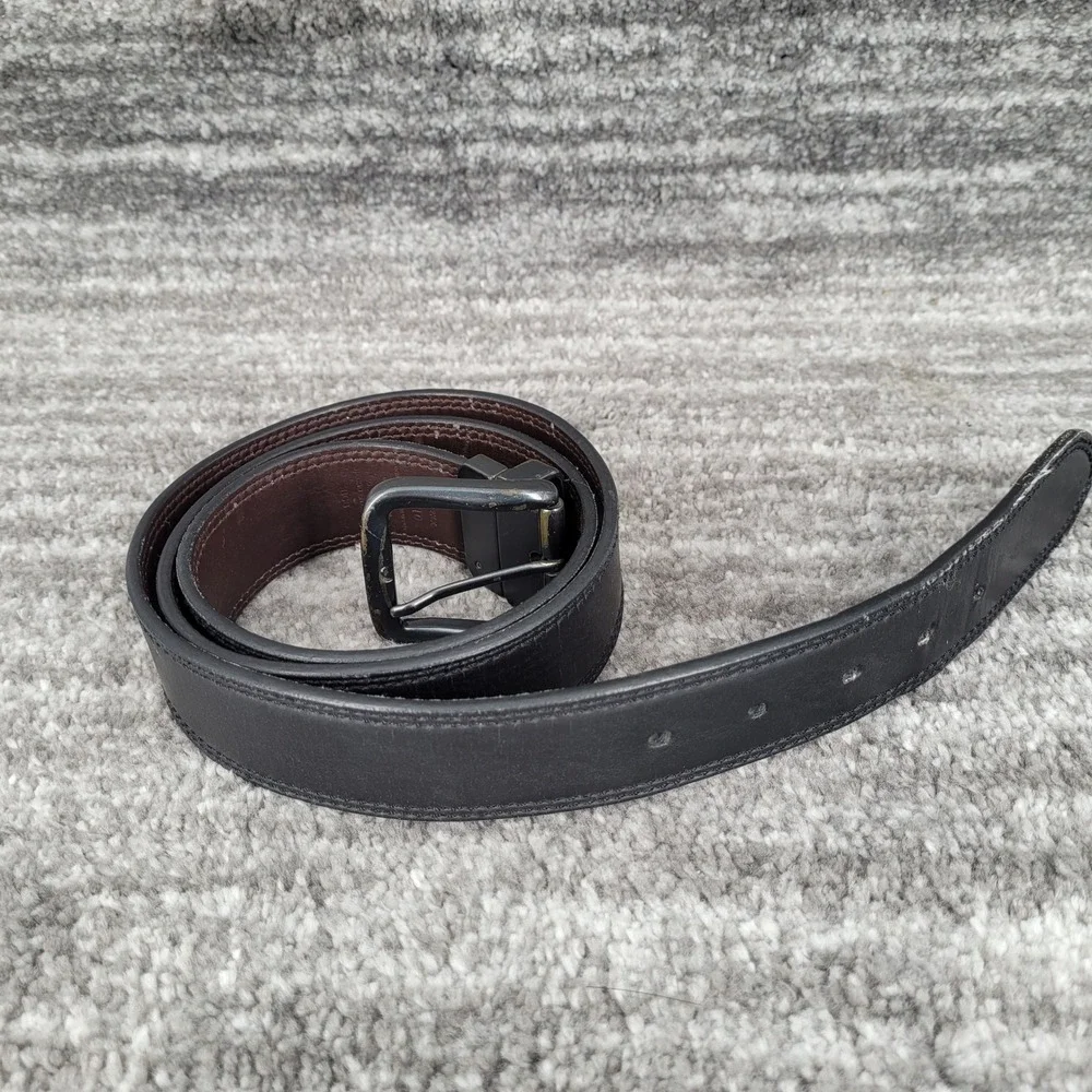Levi Strauss Mens Genuine Leather Belt Black Reversible Metal Buckle Size‎ 44
